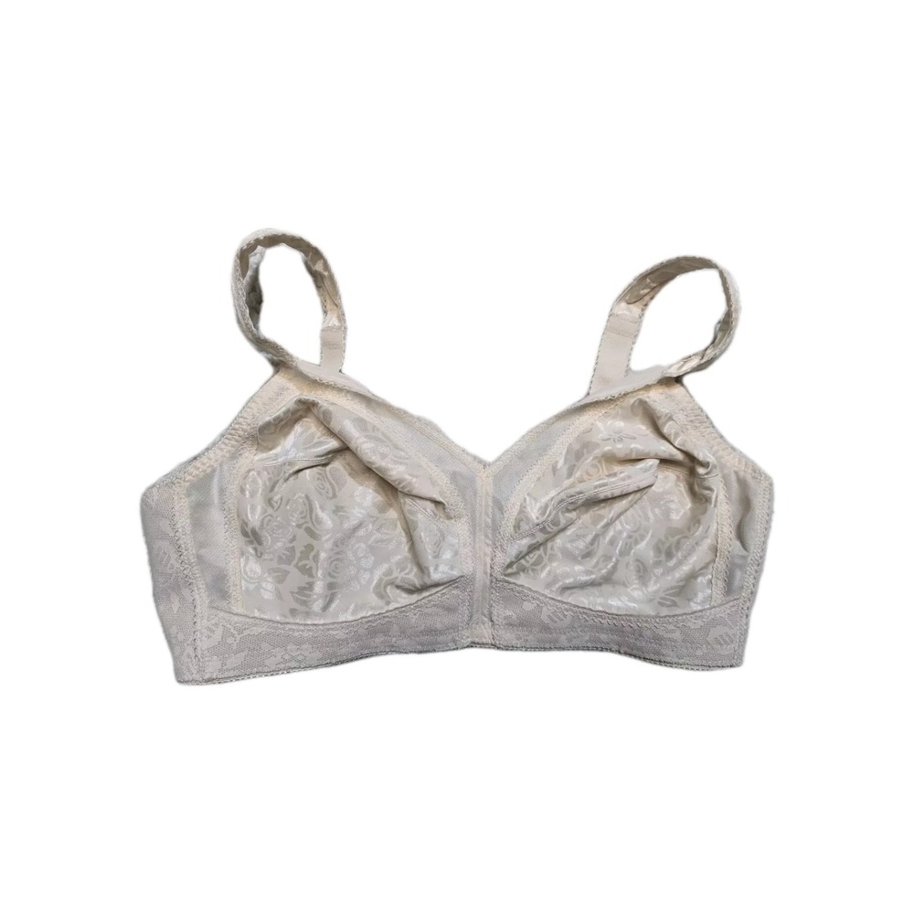 Playtex 18 Hour 4693 Cream  Floral Wireless‎ Bra Comfort U Back Closure 40C